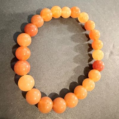 Orange stone beaded type stretch bracelet