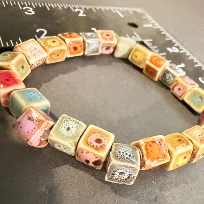Vintage unique beaded stretch bracelet
