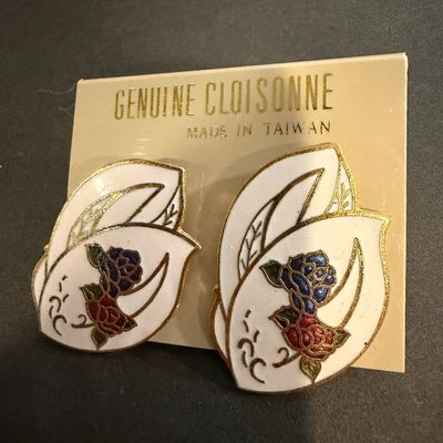 Genuine cloisnne vintage enamel earrings