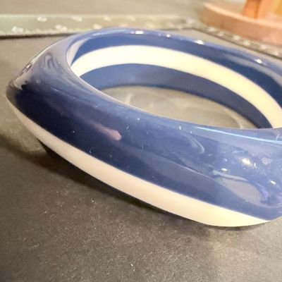 Blue and white strip vintage style bracelet