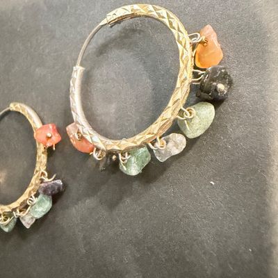 Stone type colorful dangle hoop earrings
