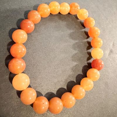 Orange stone beaded type stretch bracelet