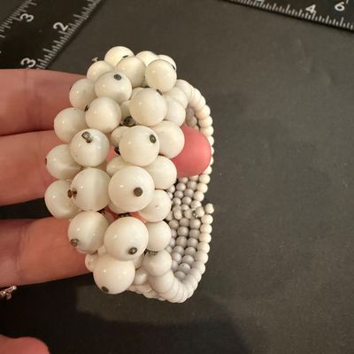 Vintage style cluster beaded wire beaded wrap around bracelet