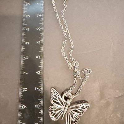 Vintage style silver tone butterfly necklace