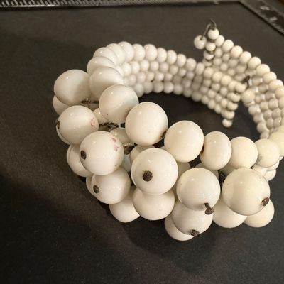 Vintage style cluster beaded wire beaded wrap around bracelet