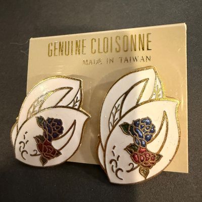 Genuine cloisnne vintage enamel earrings