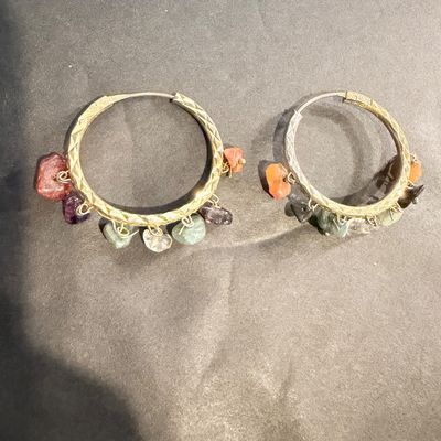 Stone type colorful dangle hoop earrings