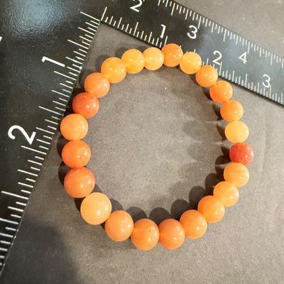Orange stone beaded type stretch bracelet