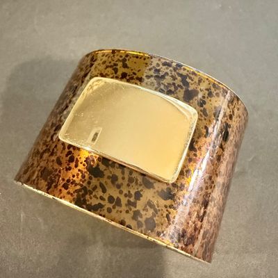 Vintage brown with gold tone center cuff bracelet