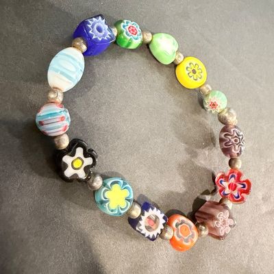 Colorful unique beaded stretch bracelet