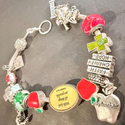 Vintage September charm teacher bracelet