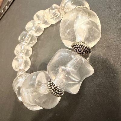 Clear beaded statement bracelet vintage style