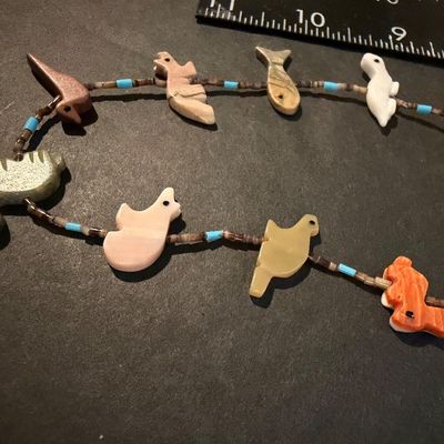 Native American Style Carved Stone Fetish Necklace