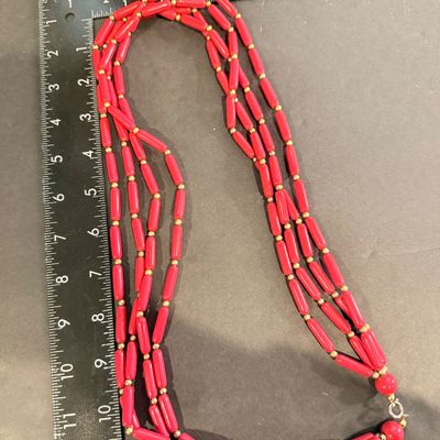 Vintage multilayer red statement necklace