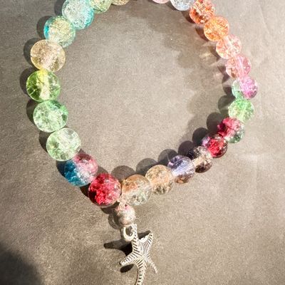Colorful beaded starfish charm stretch bracelet