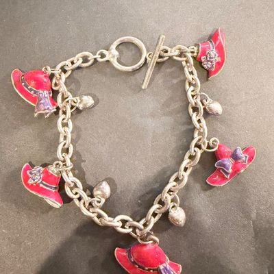 Vintage red hat charm bracelet