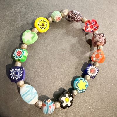 Colorful unique beaded stretch bracelet