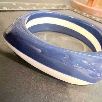 Blue and white strip vintage style bracelet