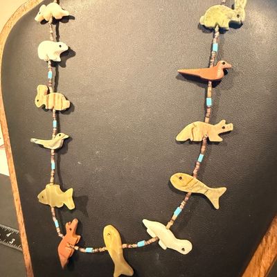 Native American Style Carved Stone Fetish Necklace