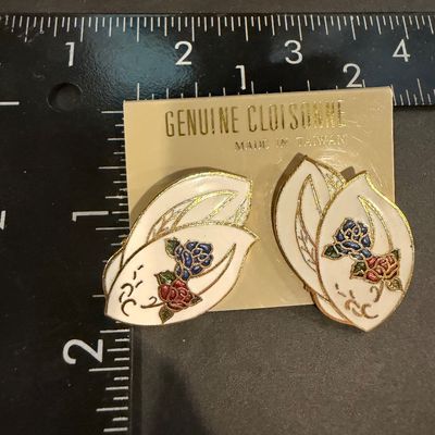 Genuine cloisnne vintage enamel earrings