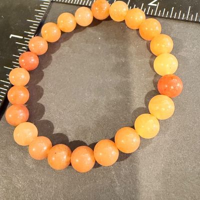 Orange stone beaded type stretch bracelet