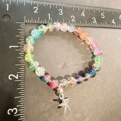 Colorful beaded starfish charm stretch bracelet