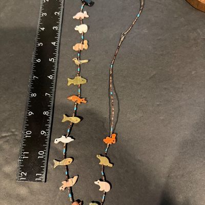 Native American Style Carved Stone Fetish Necklace