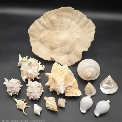 Large Assorted Natural Seashell & Coral Specimen Collection – Murex, Cowrie, Mother-of-Pearl & More