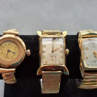 Lot of 3 Vintage ELGIN Gold-Tone Mechanical Wristwatches