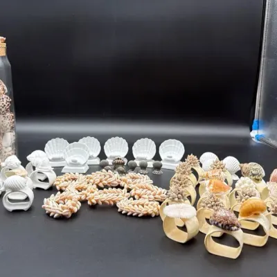 Coastal Seashell Napkin Rings, Place Card Holders & Table Décor