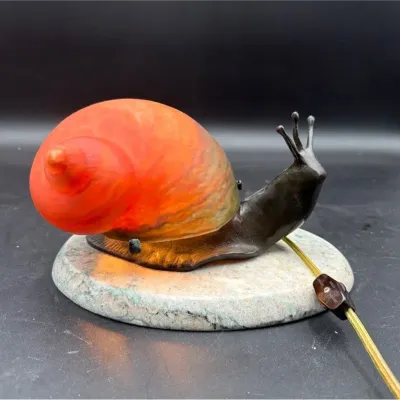 Art Glass Snail Accent Lamp on Marble Base