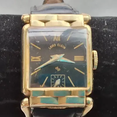 Vintage LORD ELGIN 14K Gold-Filled Rectangular Mechanical Wristwatch