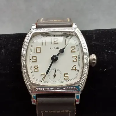 Vintage ELGIN Art Deco Tonneau Mechanical Wristwatch with Small Seconds