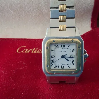 CARTIER • Santos Carrée • Automatic • Stainless Steel & 18K Yellow Gold *Authenticated*