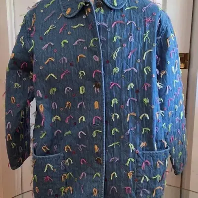 Vintage QUACKER FACTORY Embellished Quilted Denim Jacket – Size 1X