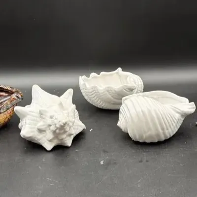Collection of Large Ceramic Seashell-Form Bowls & Décor