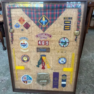 Vintage 1970s Cub Scout Pack 469 Woodland Hills Memorabilia Shadow Box