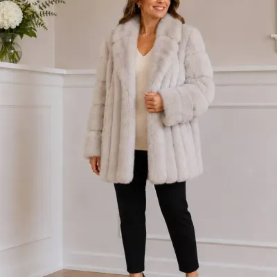 Vintage Fox Fur Coat with Satin Lining