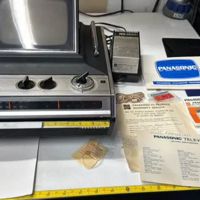 Sale Photo Thumbnail #29: Functional Panasonic Transistor TV and paperwork and cables - amazing condition