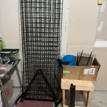Sale Photo Thumbnail #25: Commercial Gridwall system - 5 panels, T and L Legs, Triangle Base, Baskets, Pegs, Waterfall Hooks - Everything you need for your set up!