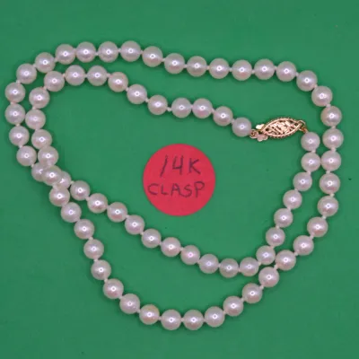 Sale Photo Thumbnail #11: Pearl Necklace with 14k Clasp 