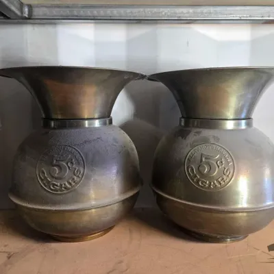 5580 2 solid bronze spittoons