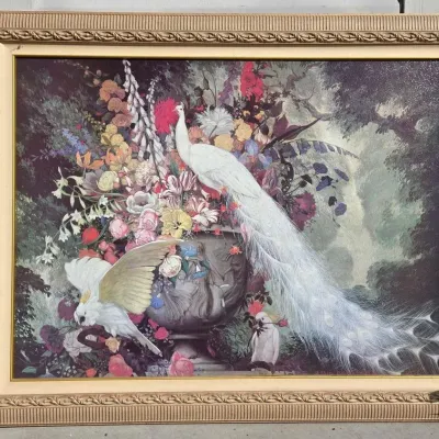 5602 large white peacock painting