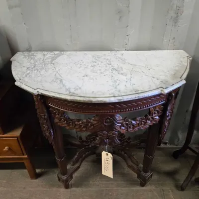 4506 ornate marble carved wooden console table