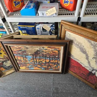 5026 9 framed pictures of carpet art and more