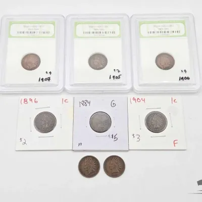 1608 8 1894 1907 indian head pennies