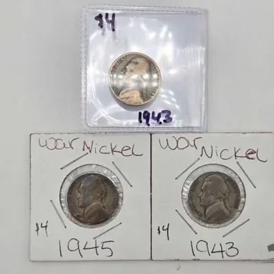 1607 3 1943 1945 silver war nickles