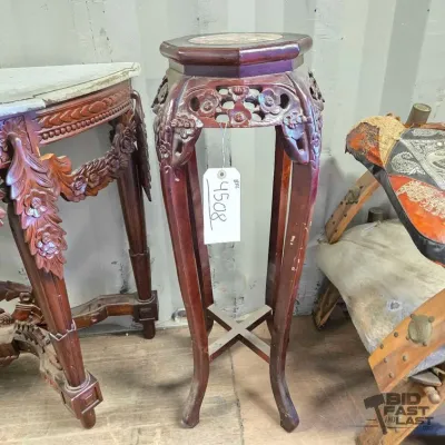 4508 carved wooden vase stand