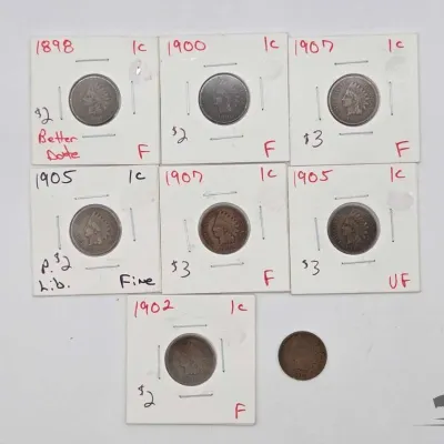1609 8 1898 1908 indian head pennies