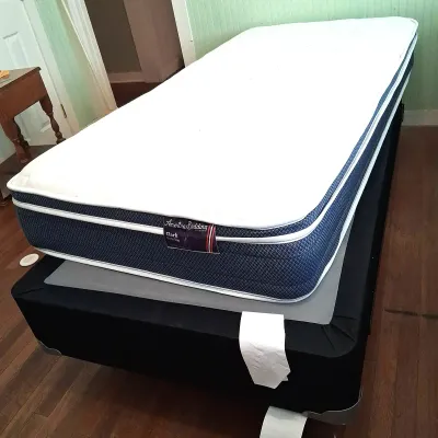 American Bedding Clark Euro Top Twin Mattress with Foundation Base with Bed Frame